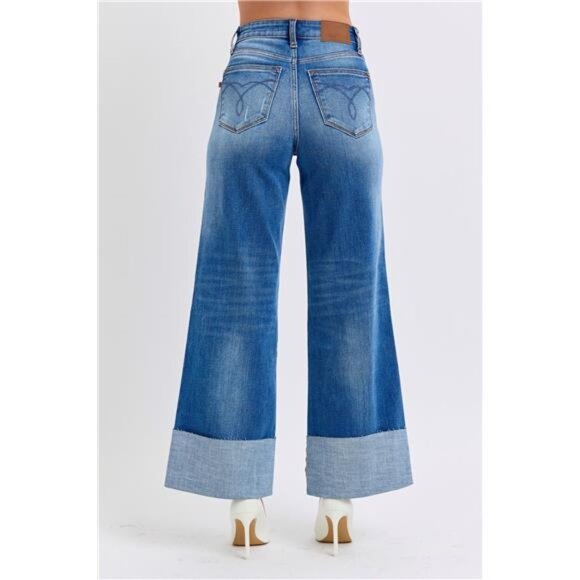NWT ⭐ JUST DROPPED! Judy Blue Distressed High Waist Wide Leg Jeans, Flattering - Picture 3 of 11